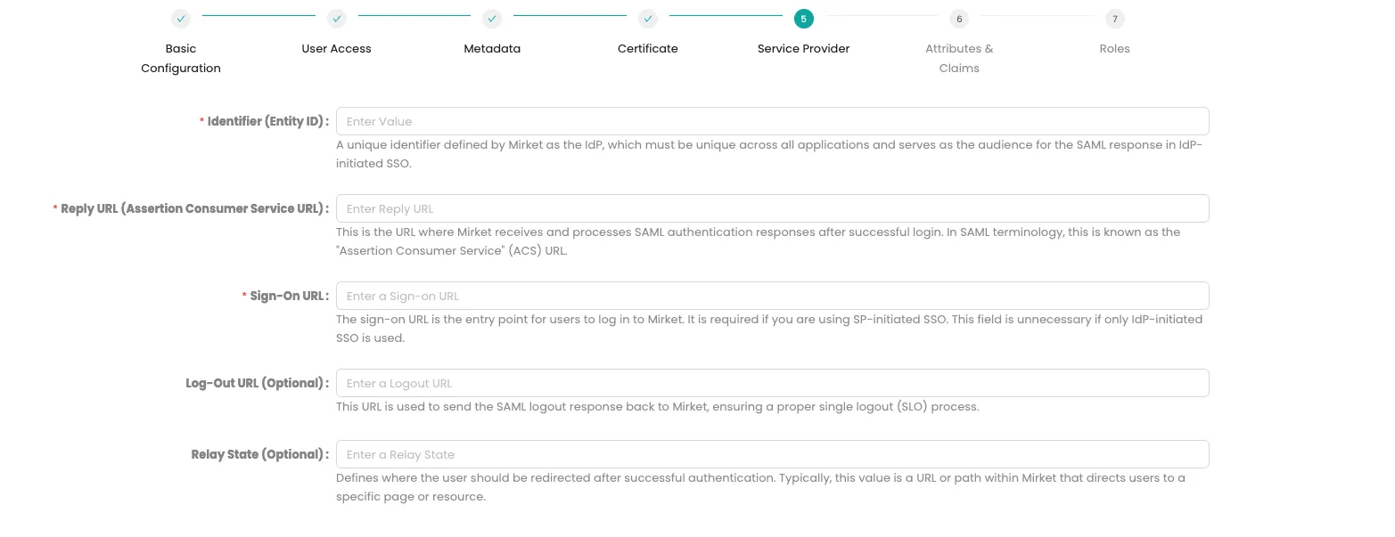 SAML 2.0 and OpenID Connect federation configuration in Mirket SSO